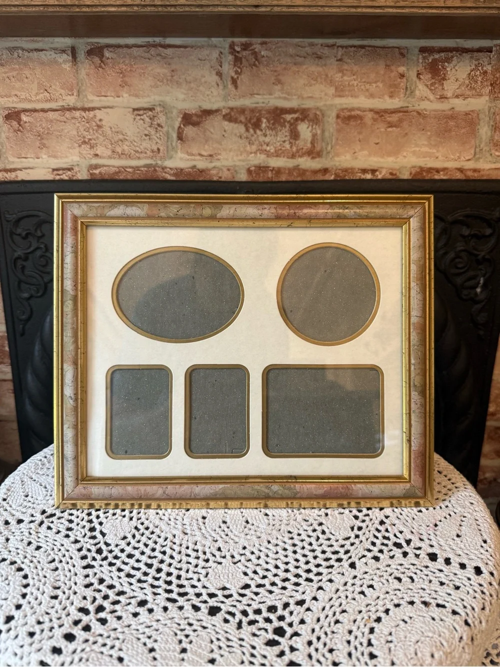 Vtg Matted Multi-Opening Collage Gallery Photo Picture Frame Taupe Rose Gold